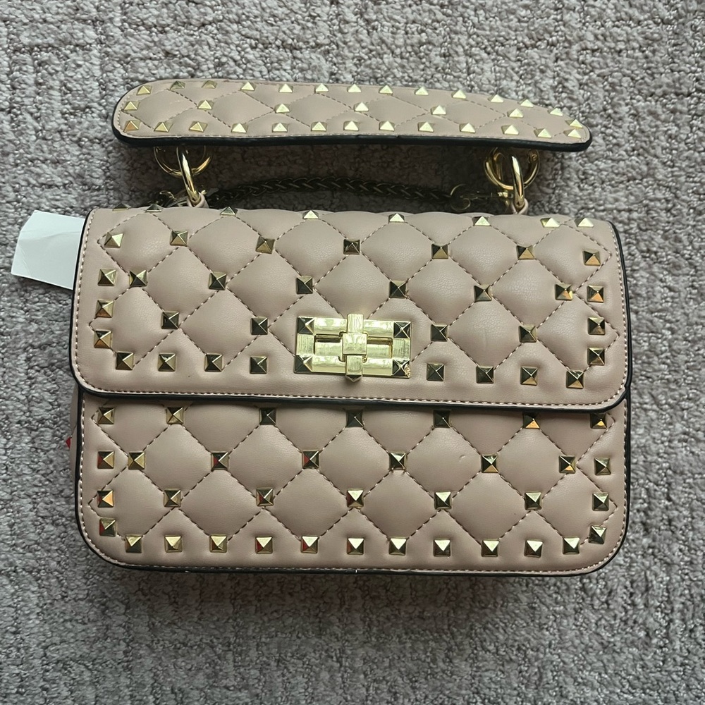 Rockstud tan shoulder bag